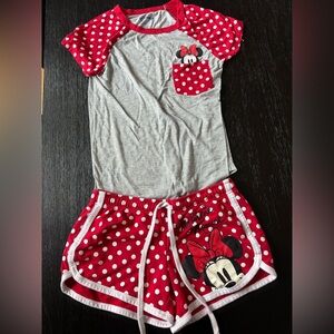 Disney Minnie Mouse Red and Gray Pajama Set (Like NEW)